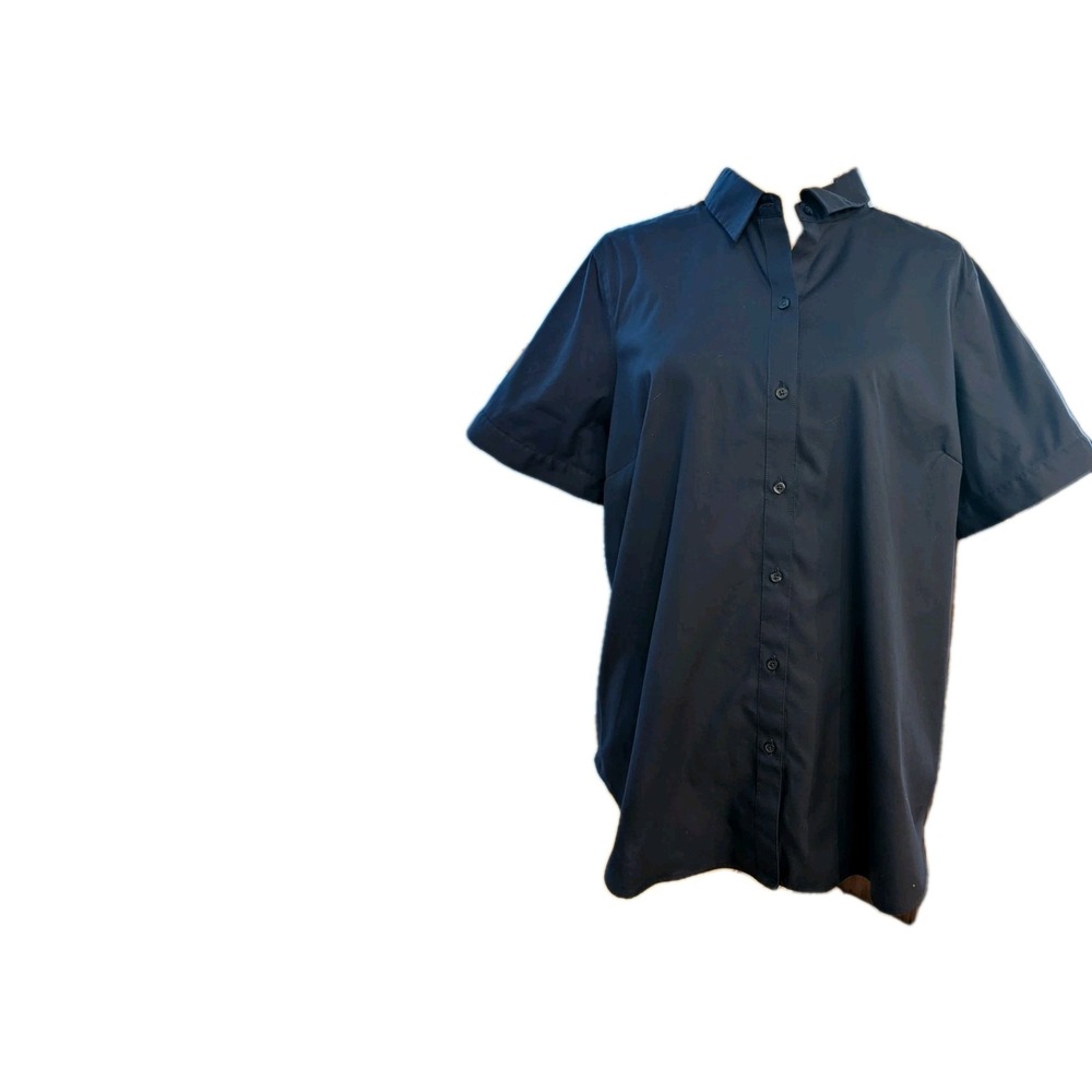 Coldwater Creek Women's‎ Blouse Size 18W Button Up Navy No Iron Work Travel
